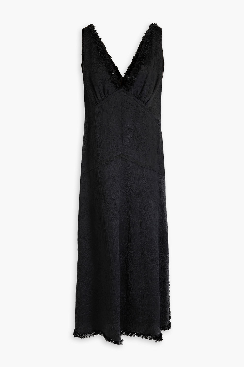 Proenza Schouler Midikleid Aus Satin In Knitteroptik Mit Zierperlen In Schwarz