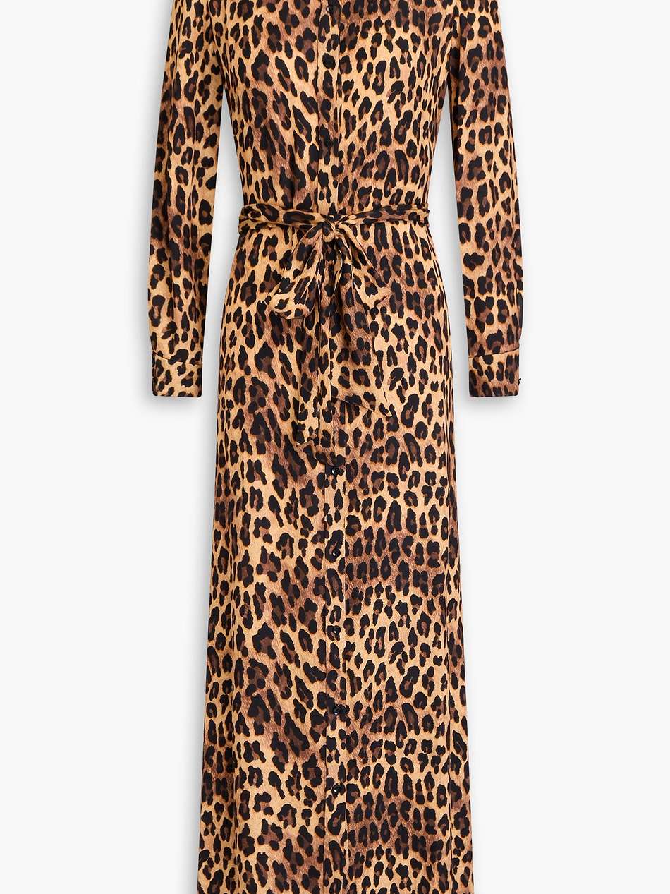 chassidy leopard-print twill maxi shirt dress