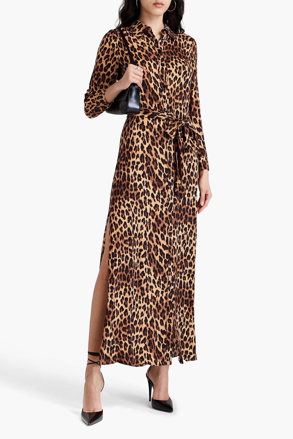 ALICE + OLIVIA ツイル マキシシャツワンピース レオパードプリント