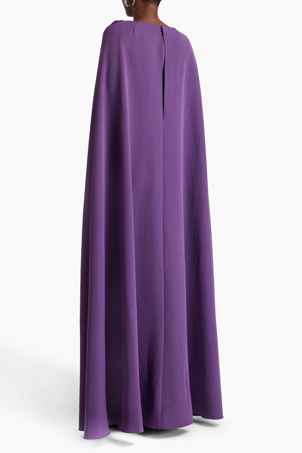  Marchesa Notte - Cape-effect Bead-embellished Crepe Gown - Purple - Us 0 