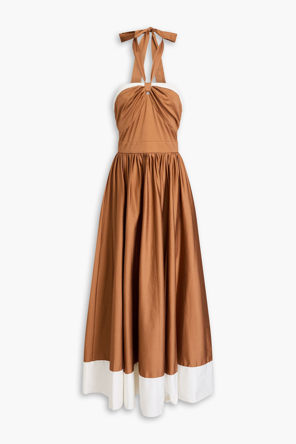 Beatrix cotton-blend poplin halterneck maxi dress