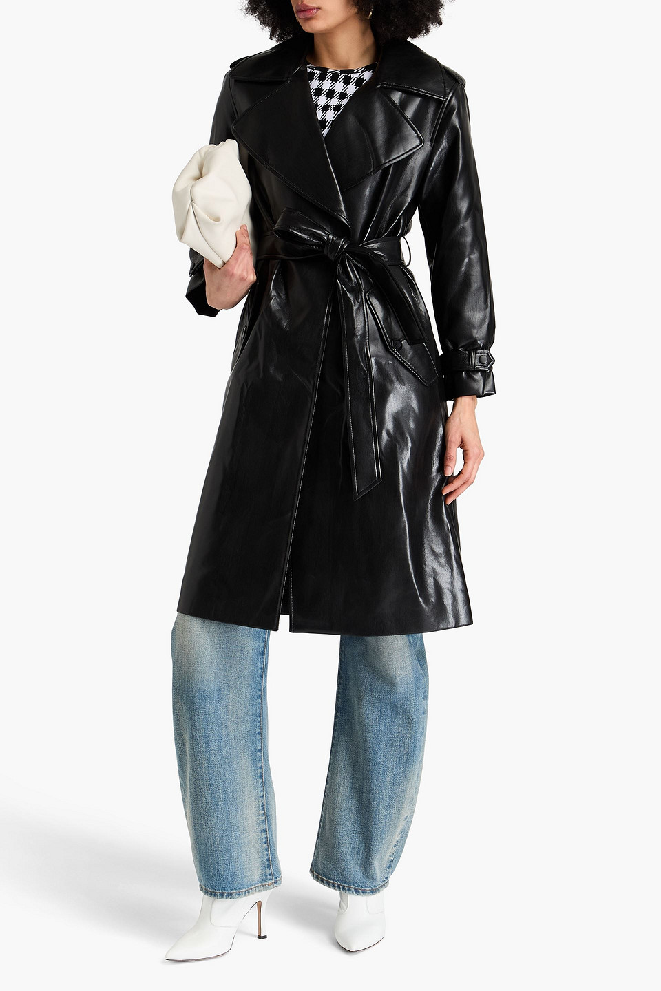 Alice And Olivia Nevada Belted Trench Coat In Black
