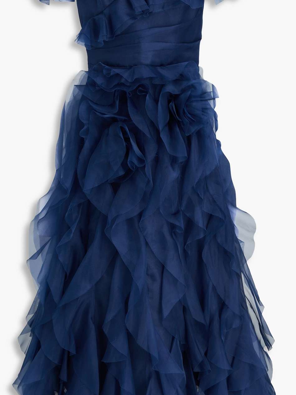 off-the-shoulder ruffled silk-organza midi dress