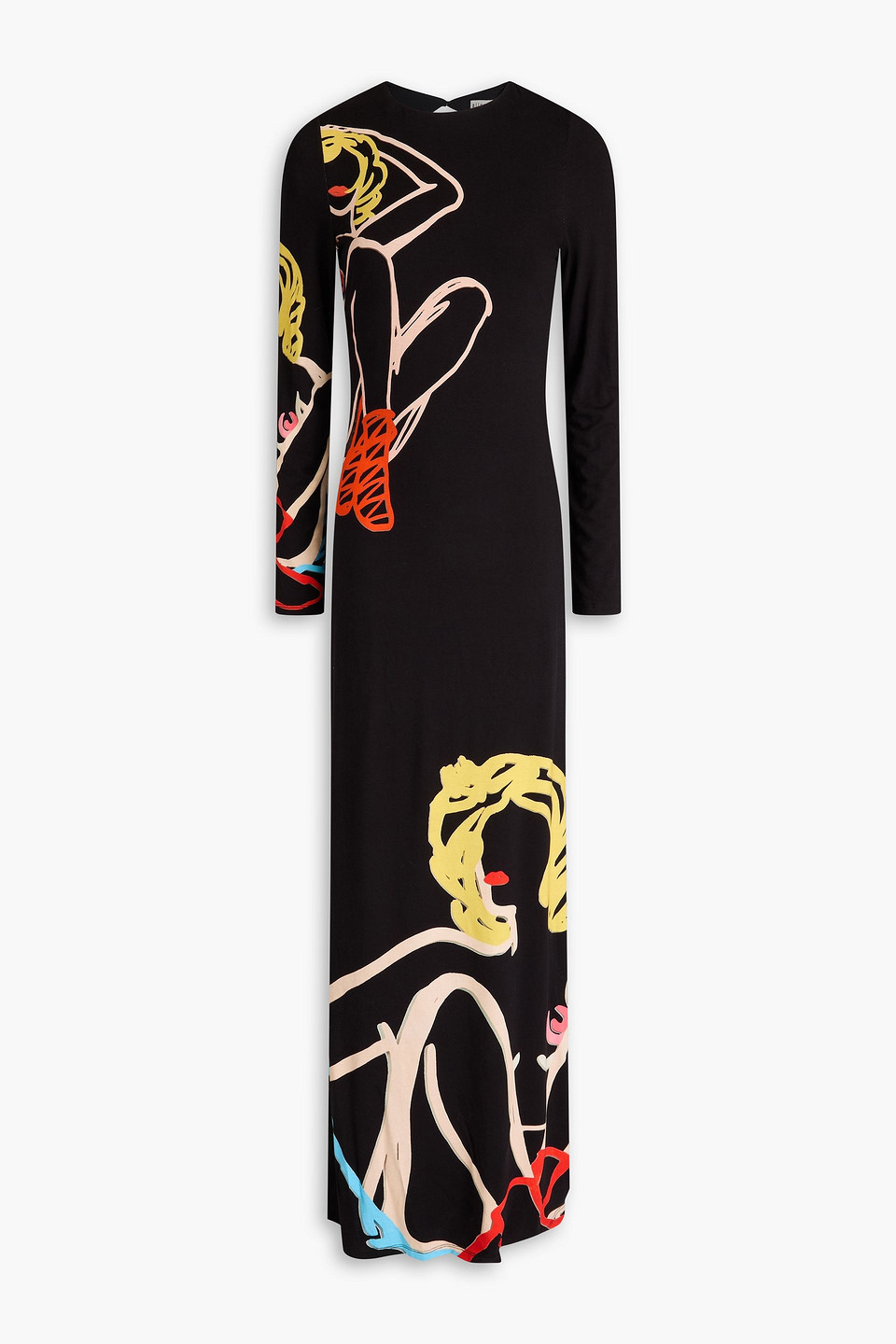 Alice And Olivia Tom Wesselmann Open-back Printed Jersey Maxi Dress In Black