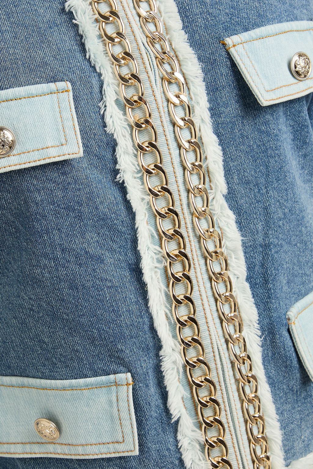 ALICE + OLIVIA JEANS جاكيت دينم "لاندون" قصير بتصميم مزركش