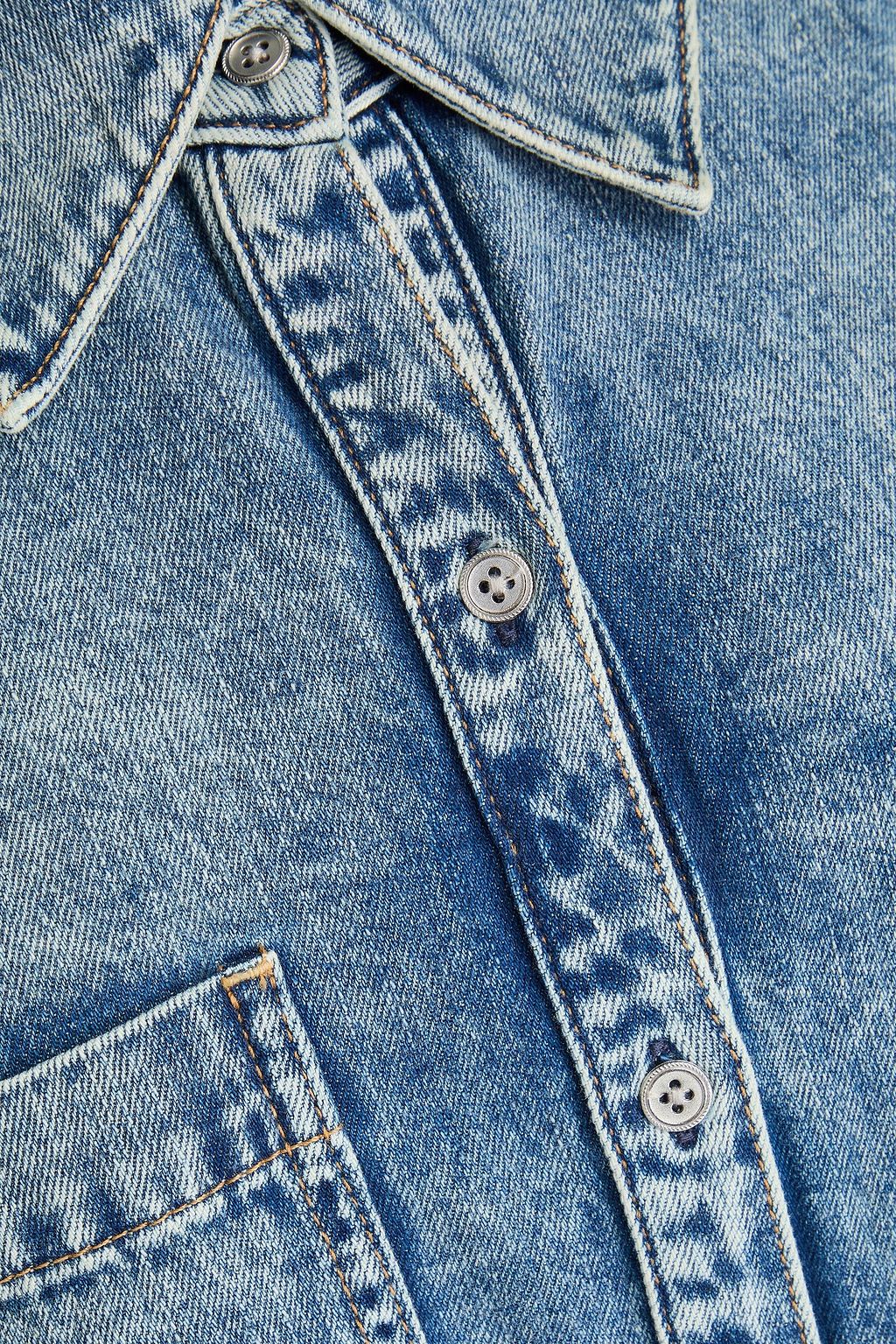 ALICE + OLIVIA JEANS デニム ミニシャツワンピース ベルト付き ケミカルウォッシュ