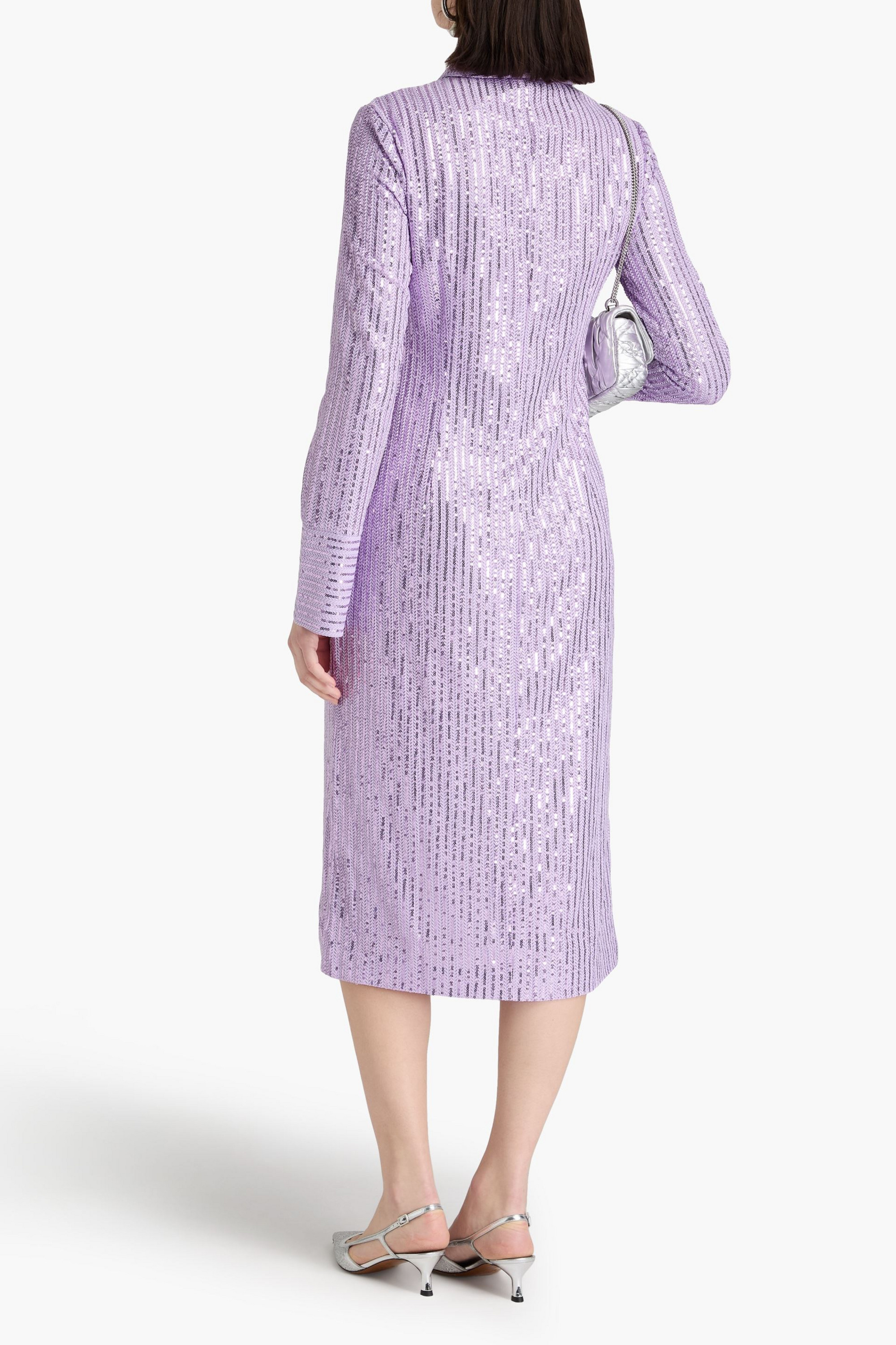 Stine Goya Sonja sequined jacquard-knit midi shirt dress