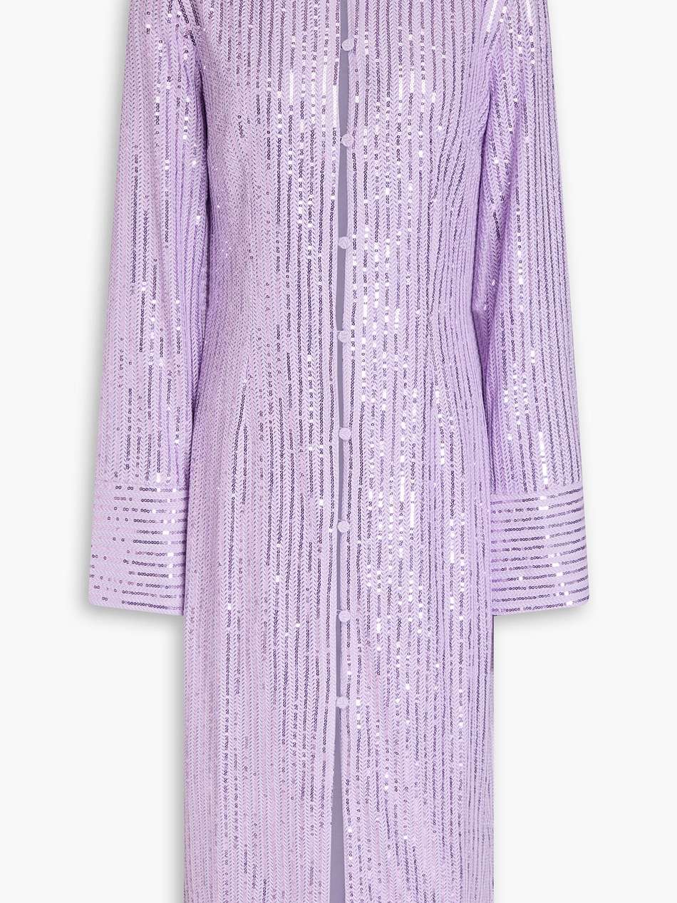 sonja sequined jacquard-knit midi shirt dress