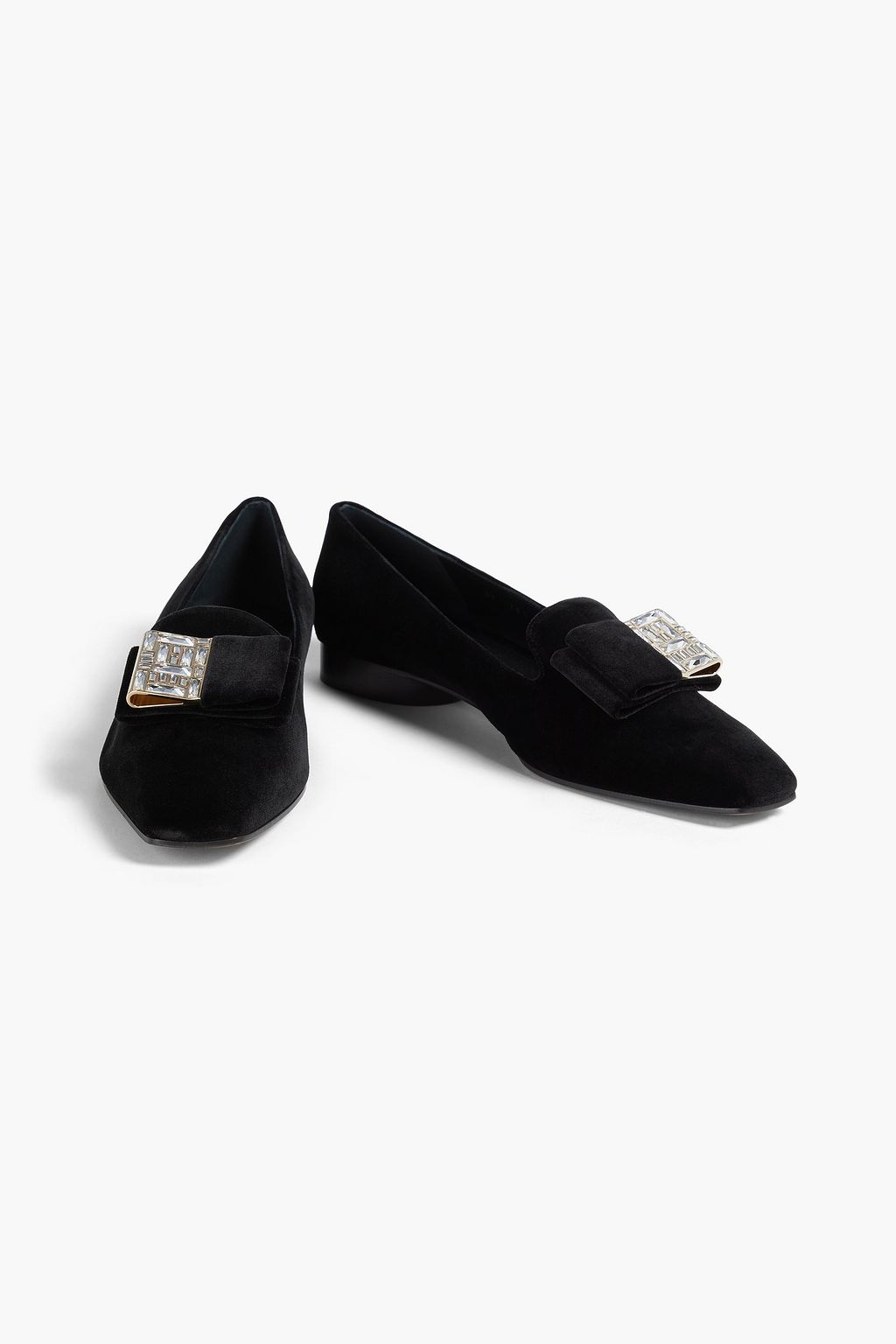 FERRAGAMO حذاء لوفر من Leda من المخمل المزين بالكريستال