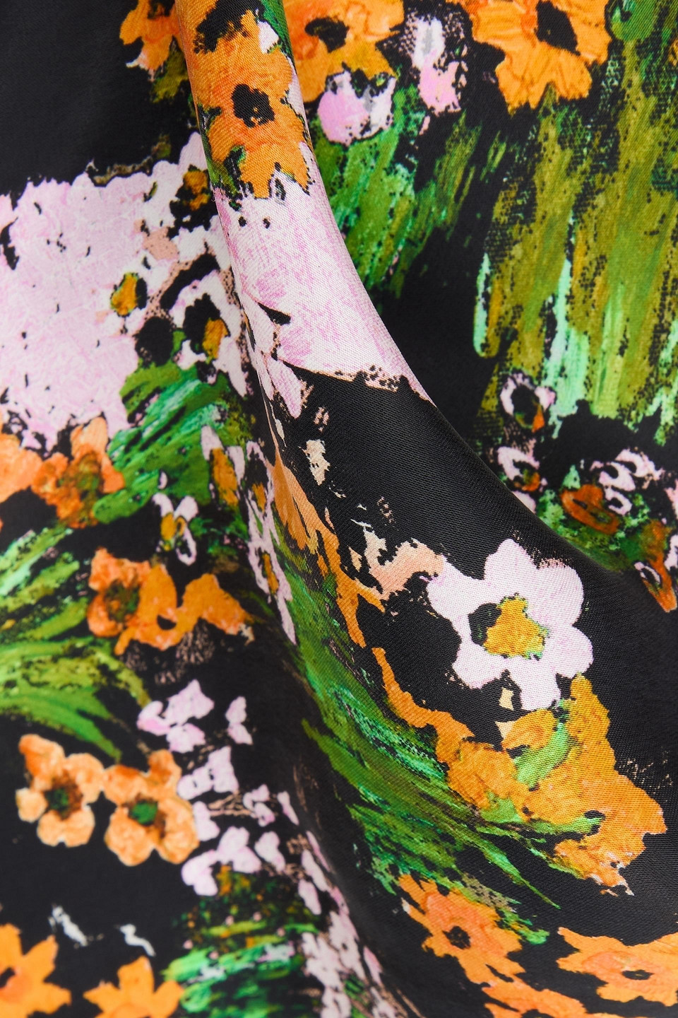 Shop Stine Goya Naima Floral-print Satin-crepe Midi Dress In Schwarz