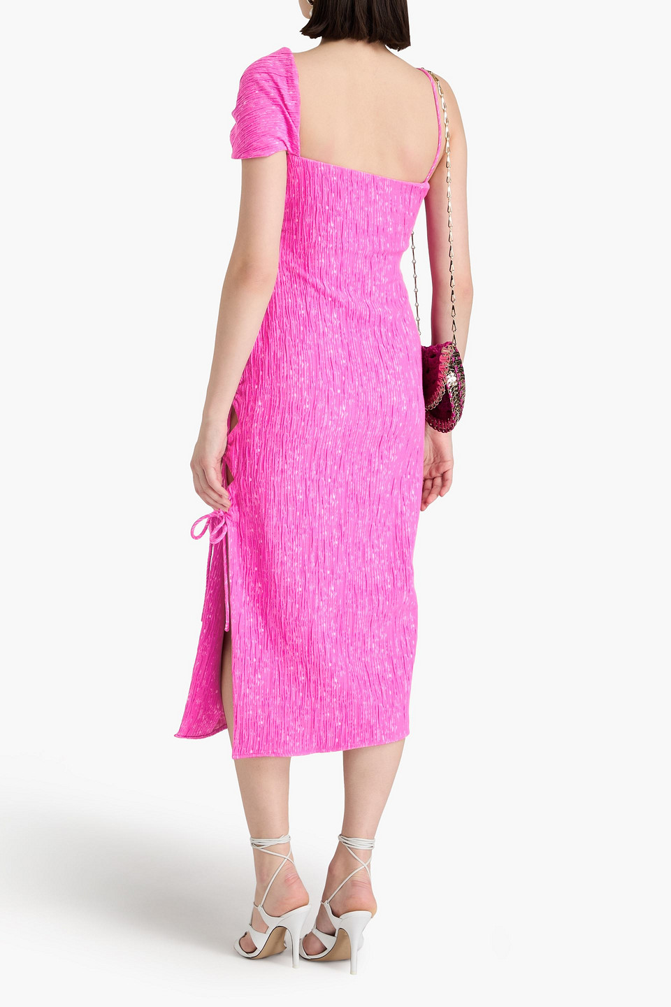  Stine Goya - Sgannete Midikleid Aus Jacquard Aus Einer Baumwollmischung Mit Asymmetrischer Schulterpartie - Pink - L 