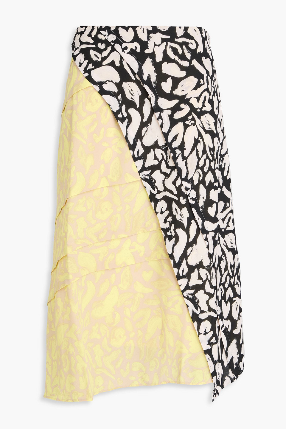 STINE GOYA ETTA LAYERED PRINTED CREPE MIDI SKIRT