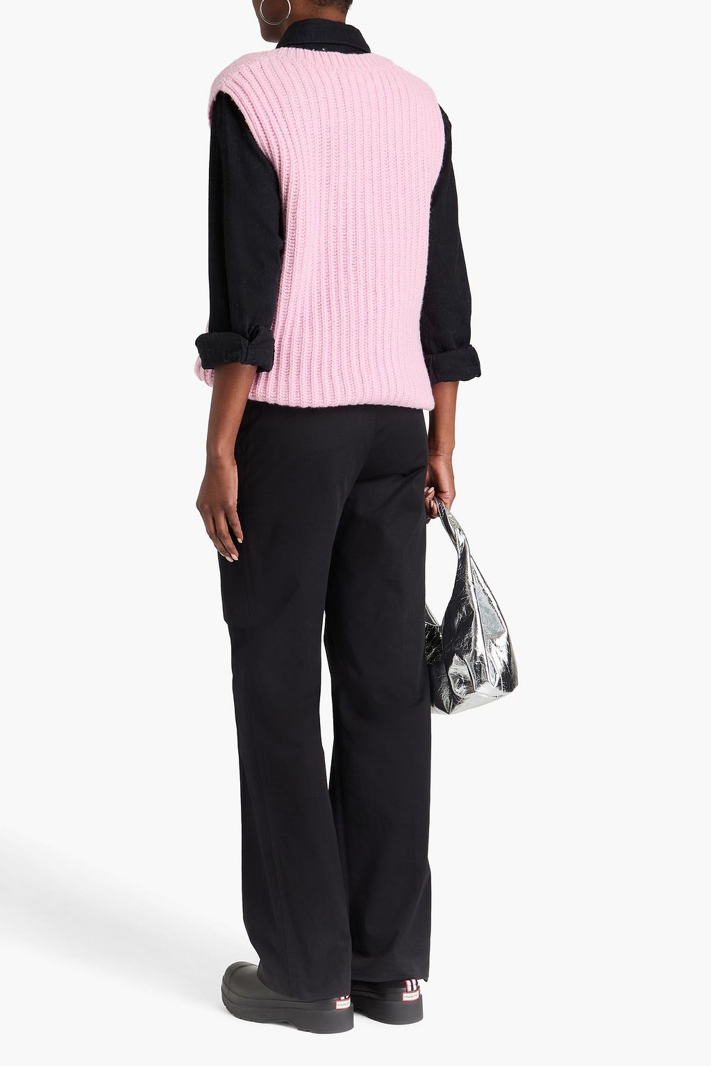 STINE GOYA Cindi two-tone ribbed and cable-knit vest