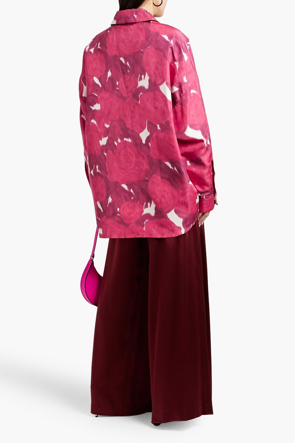 VALENTINO GARAVANI Oversized printed silk-faille shirt