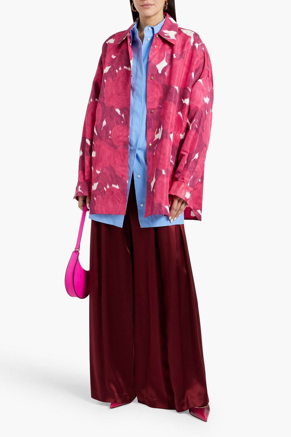 VALENTINO GARAVANI Oversized printed silk-faille shirt