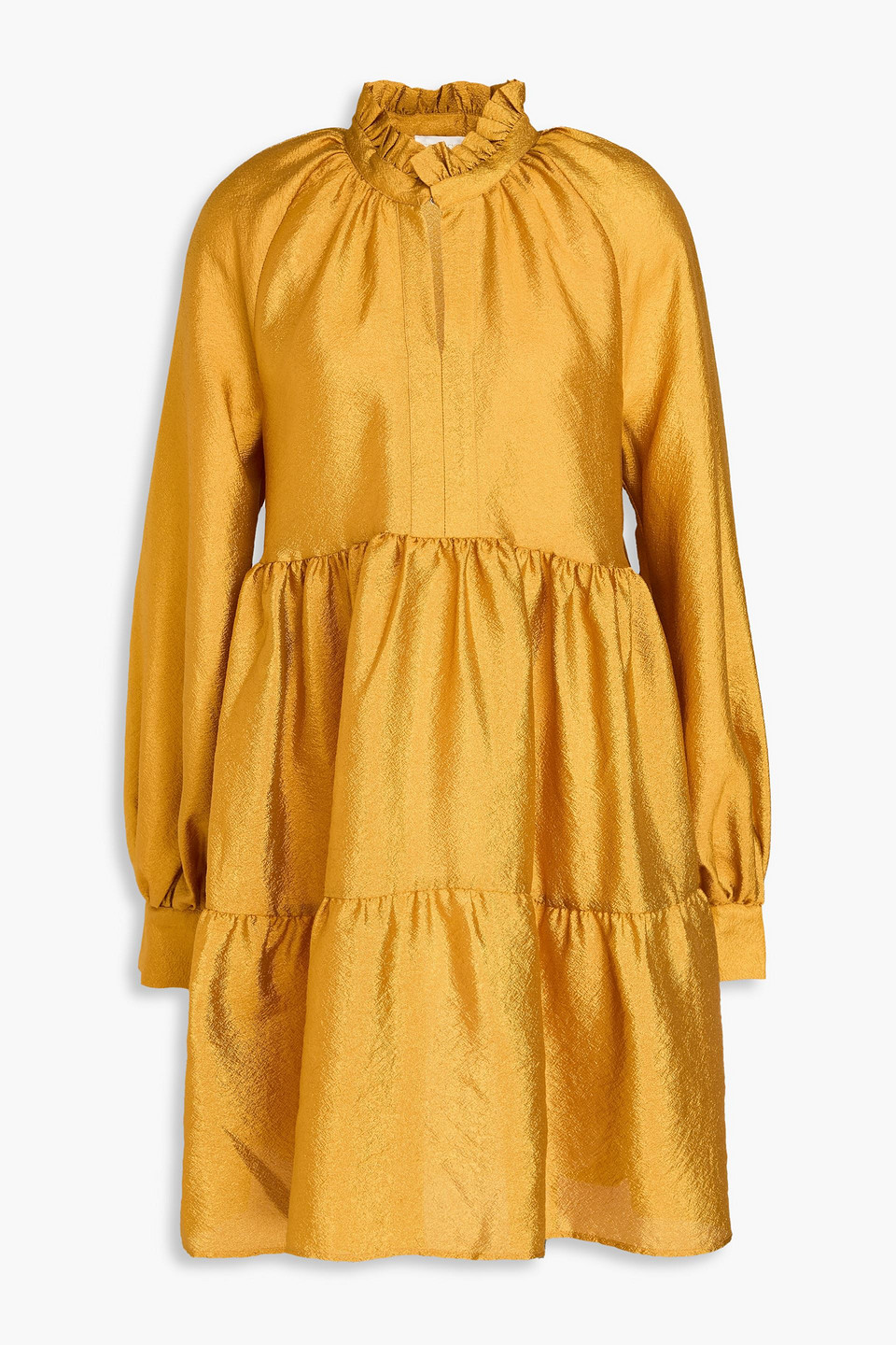 Stine Goya Jasmine Tiered Crepe Mini Dress In Safrangelb