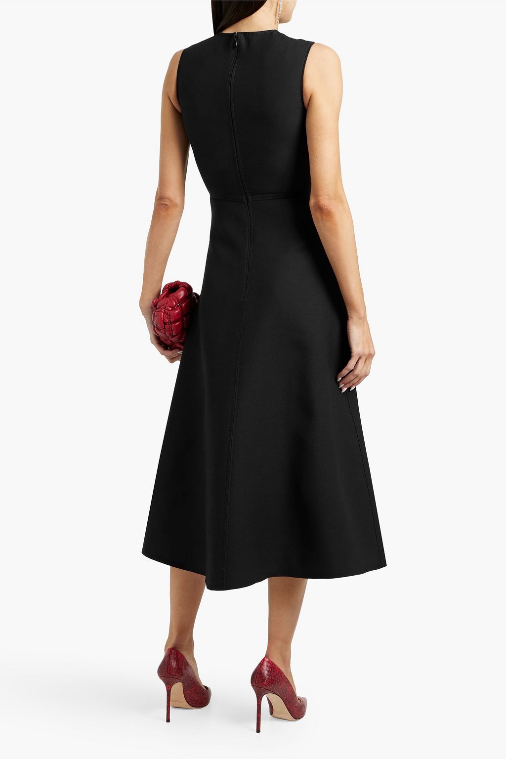 VALENTINO GARAVANI Wool and silk-blend crepe midi dress
