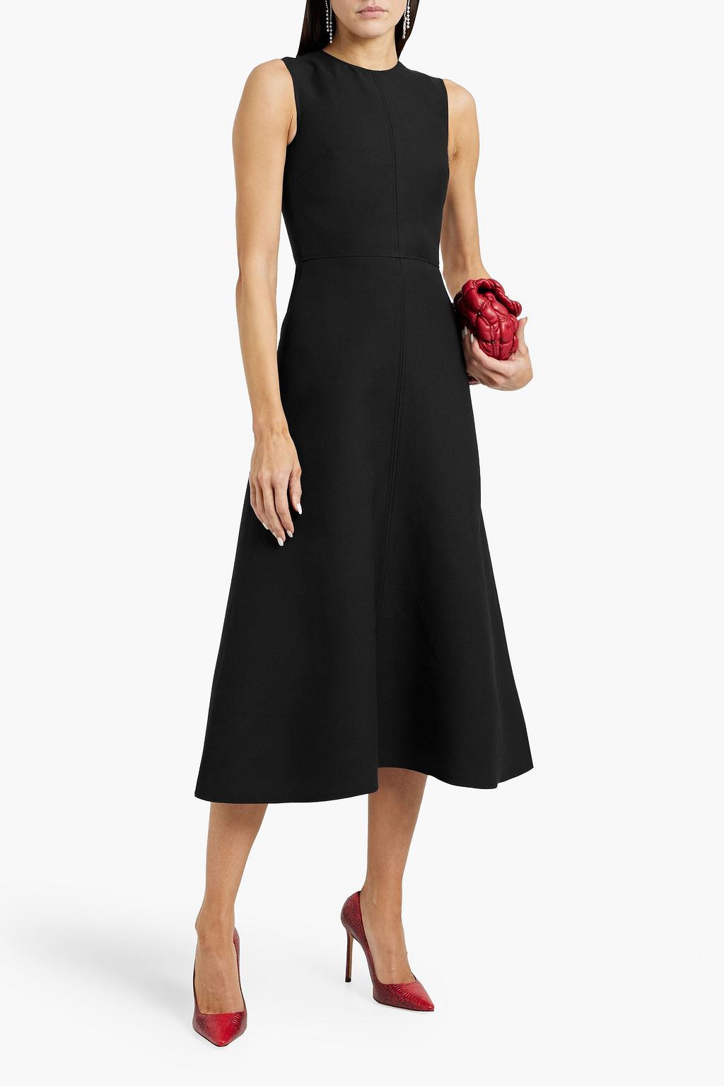 VALENTINO GARAVANI Wool and silk-blend crepe midi dress