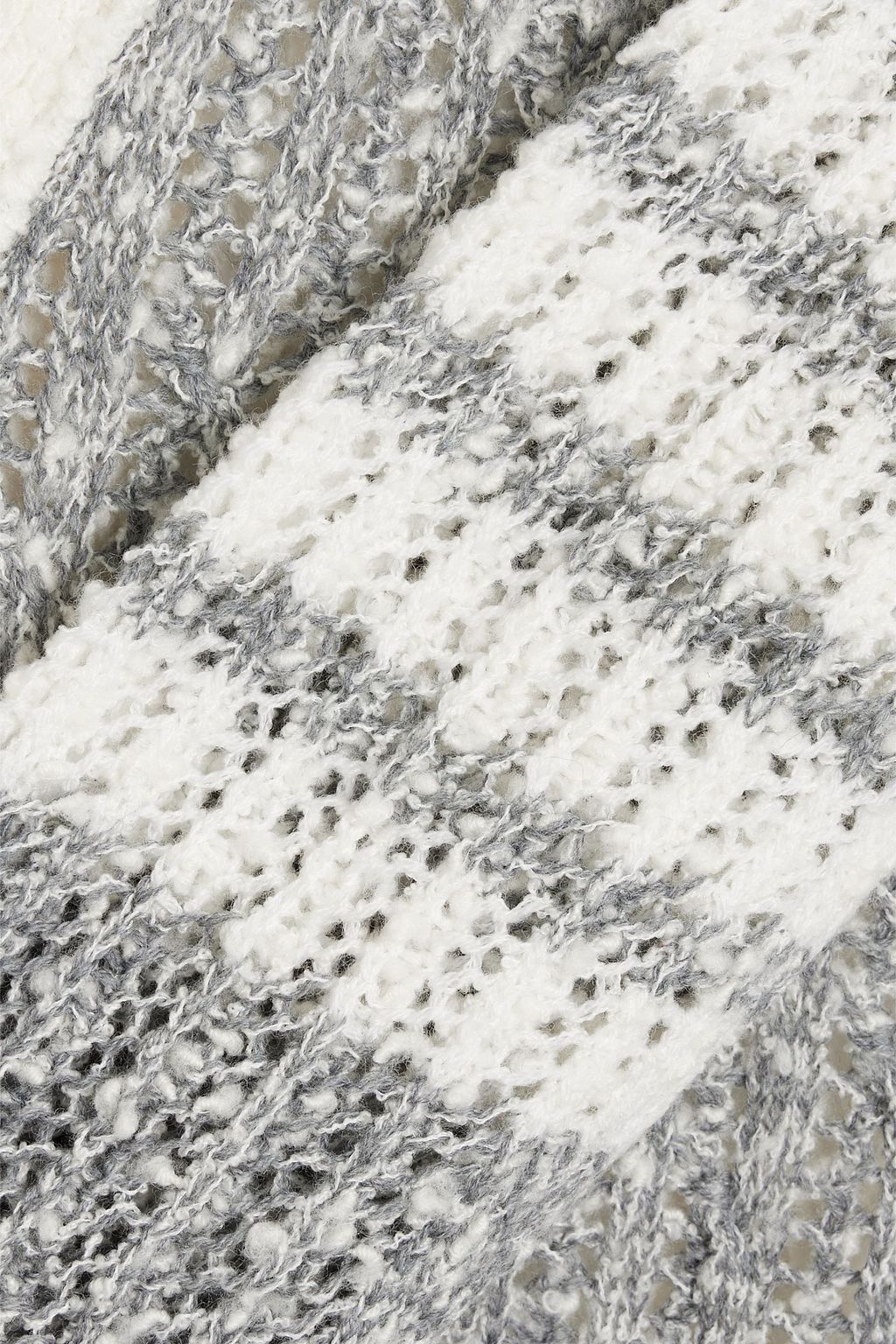 THOM BROWNE Striped bouclé-knit wool-blend cardigan