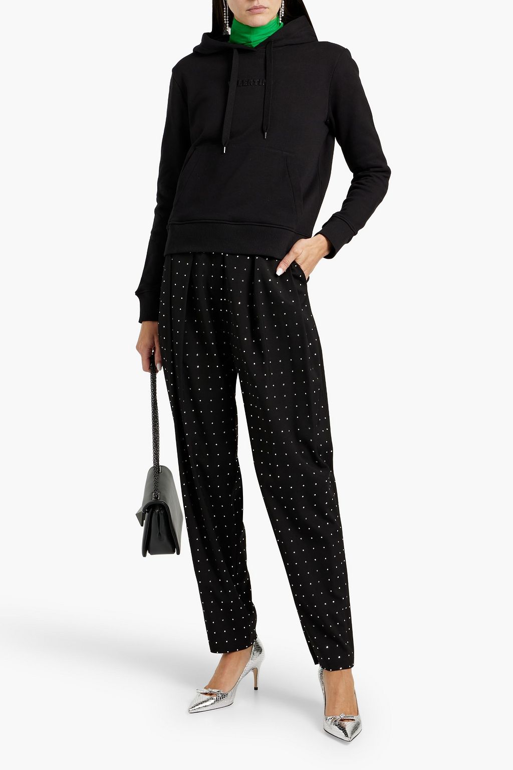 VALENTINO GARAVANI Appliquéd cotton-fleece hoodie