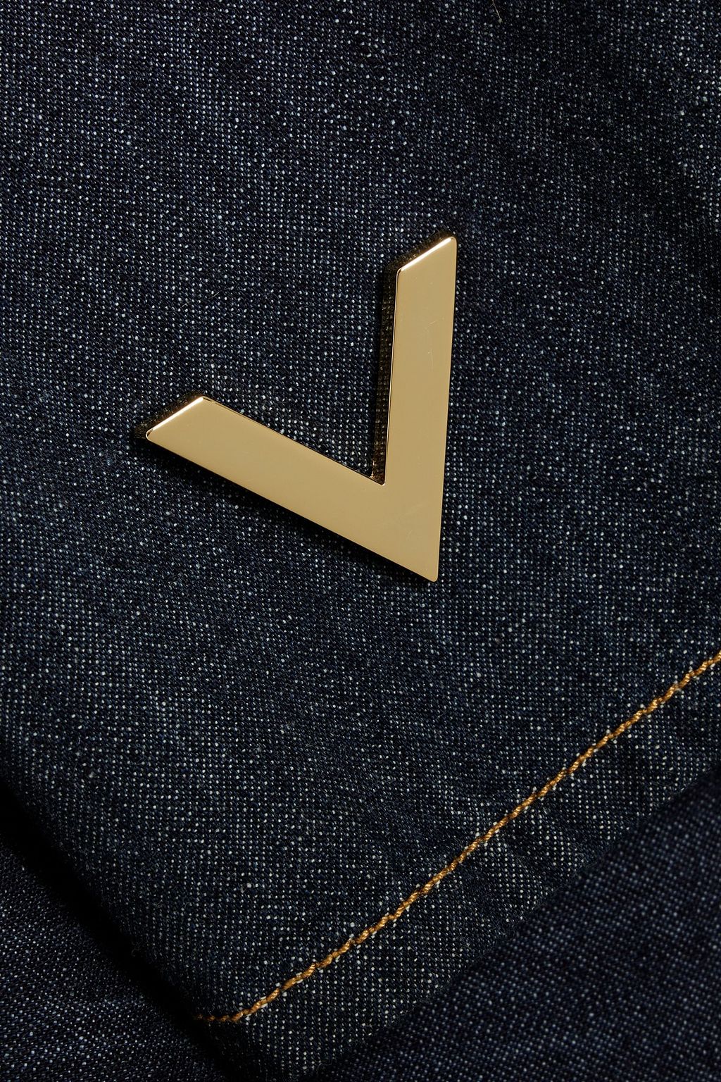 VALENTINO GARAVANI Embellished denim turtleneck top