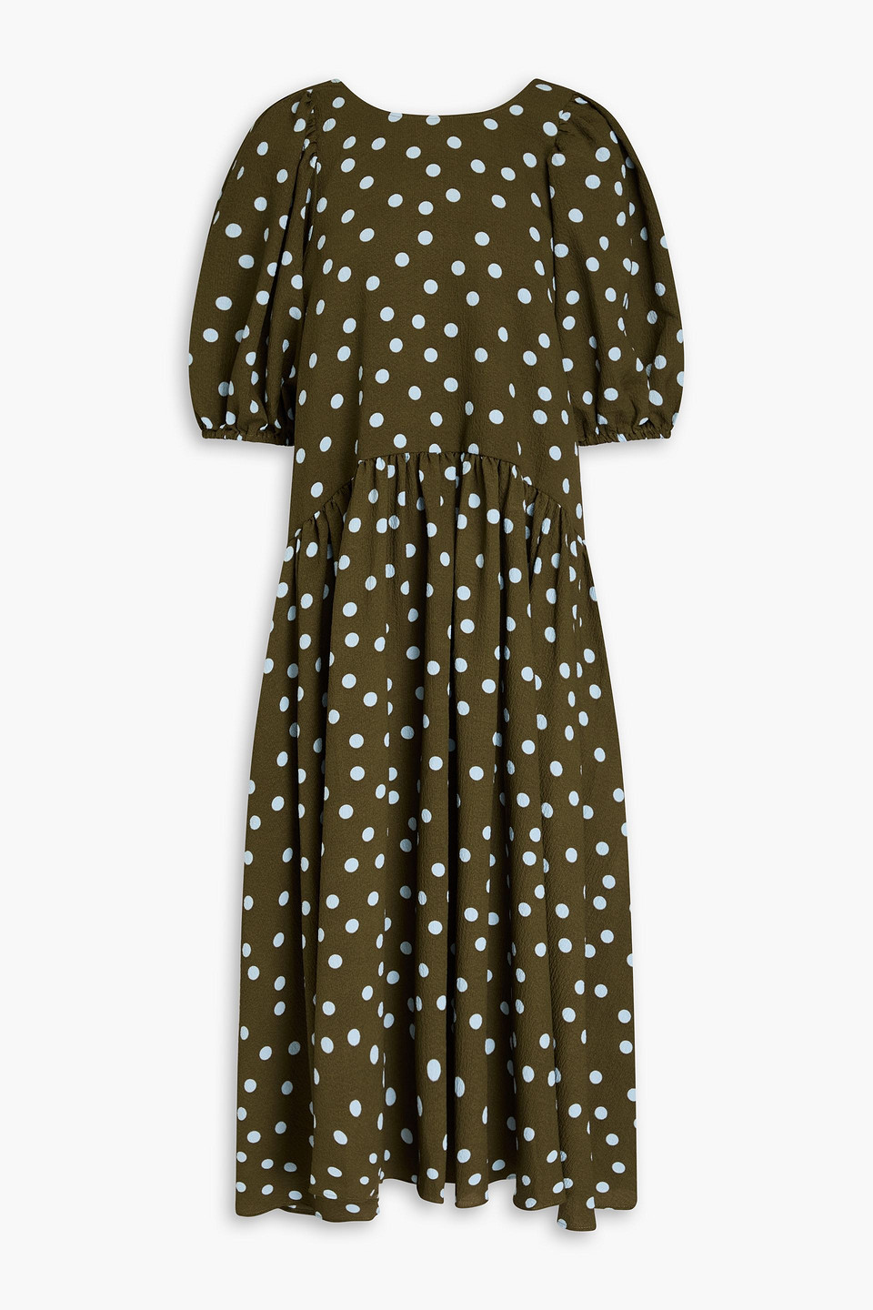 Amelia polka-dot seersucker midi dress