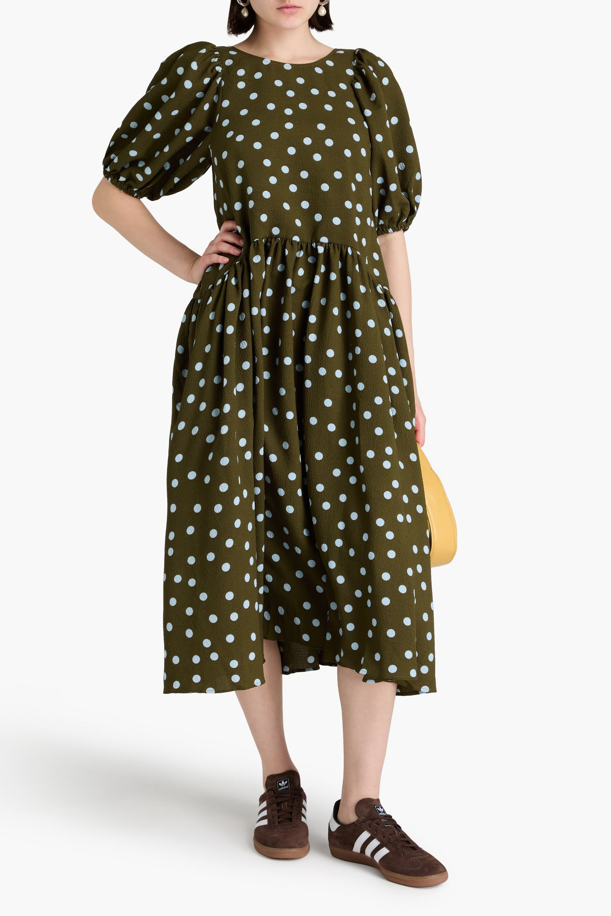 Stine Goya Amelia polka-dot seersucker midi dress