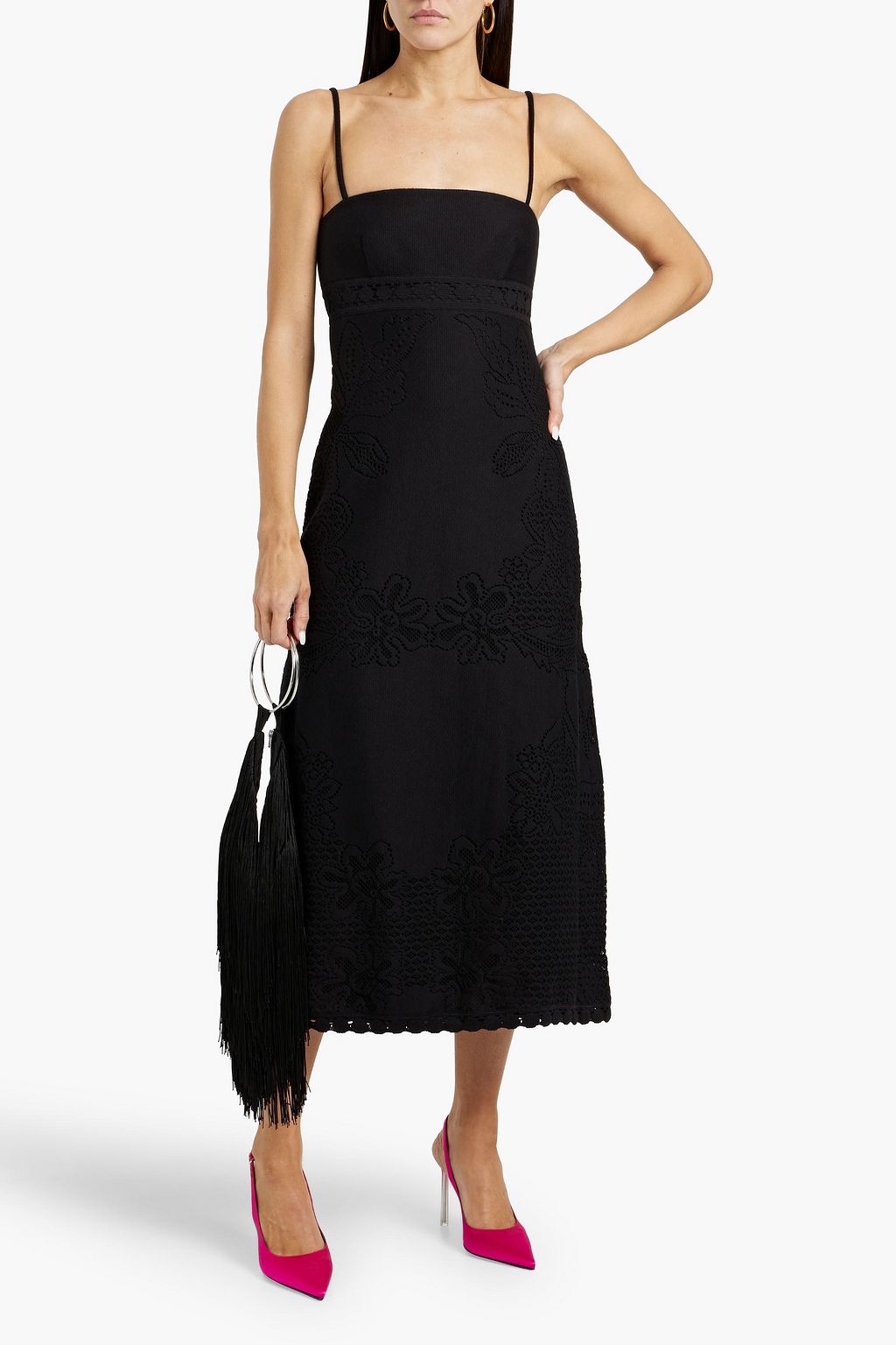 VALENTINO GARAVANI Cotton-blend jacquard midi dress