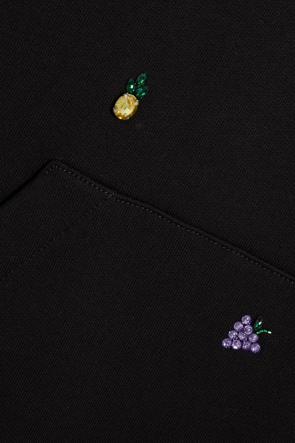 VALENTINO GARAVANI Crystal-embellished logo-print French cotton-terry hoodie