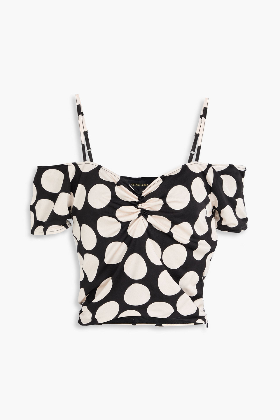 Stine Goya Escarleta Cropped Oberteil Aus Jersey Mit Polka-dots Und Cut-outs In Schwarz