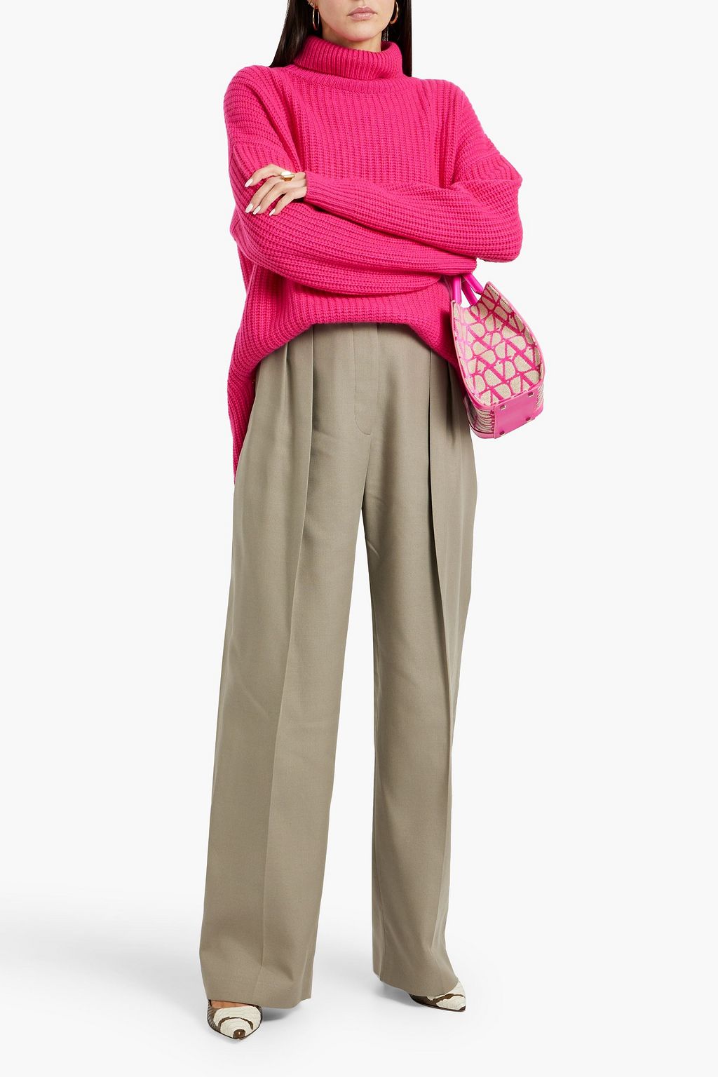 VALENTINO GARAVANI Pleated silk-twill wide-leg pants