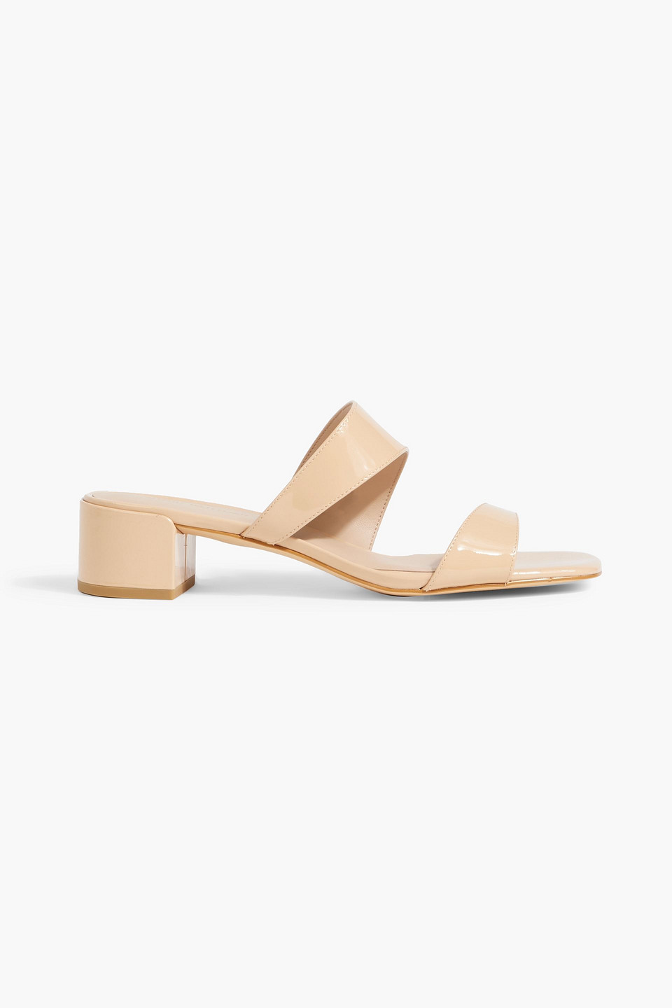 Stuart Weitzman Miami 35 Patent-leather Mules In Beige