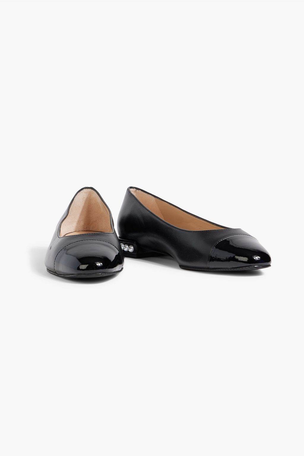 STUART WEITZMAN Pearl スムース&パテントレザー バレリーナシューズ