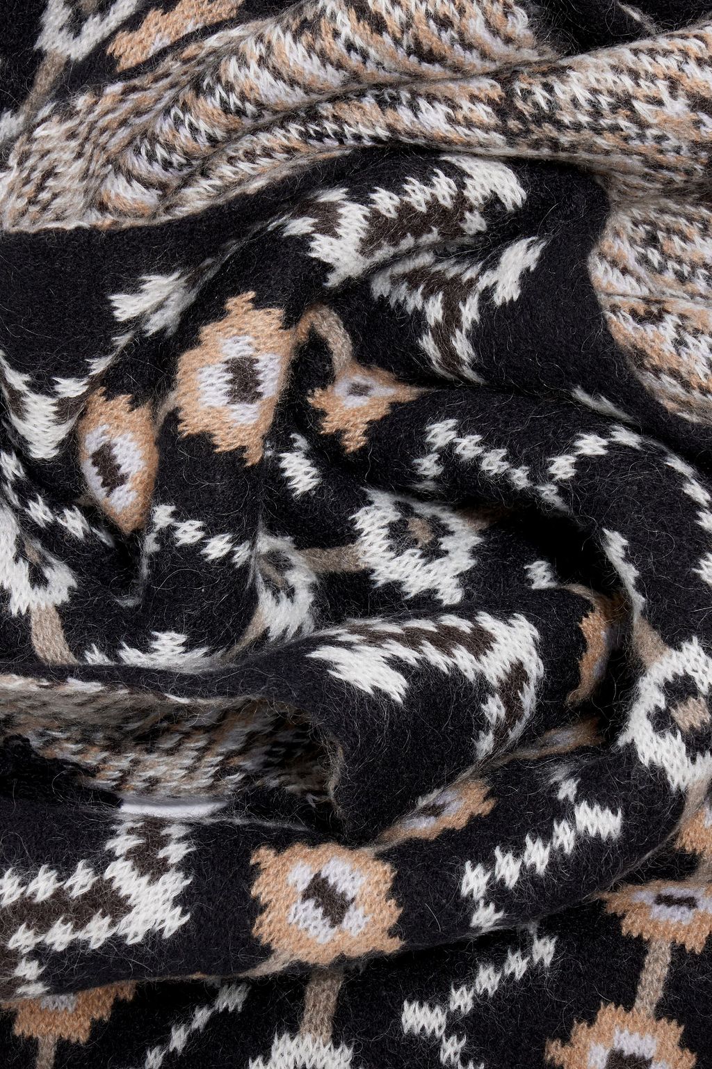 KHAITE Lance fringed jacquard-knit cashmere-blend scarf