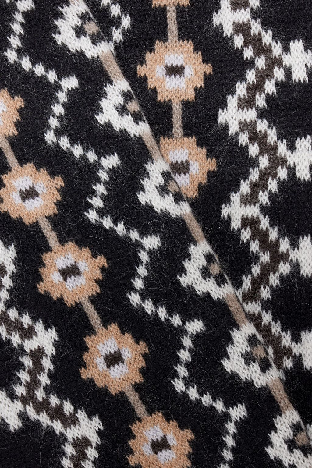 KHAITE Lance fringed jacquard-knit cashmere-blend scarf