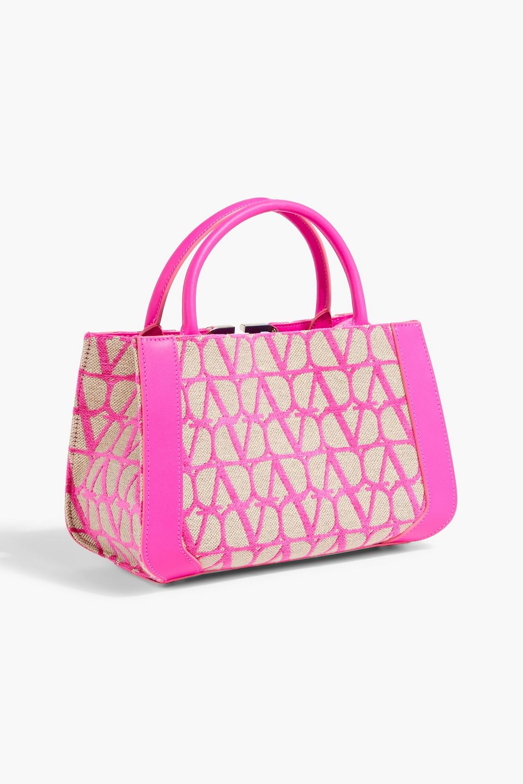 VALENTINO GARAVANI Toile Iconographe leather-trimmed canvas-jacquard tote