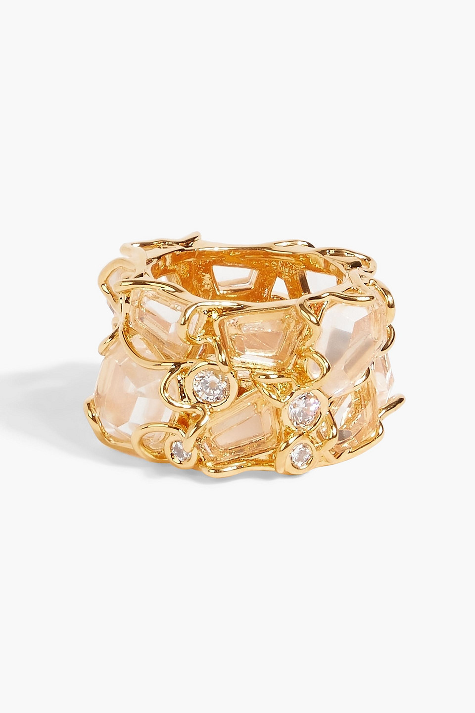 Zimmermann Gold-tone, Crystal And Quartz Ring