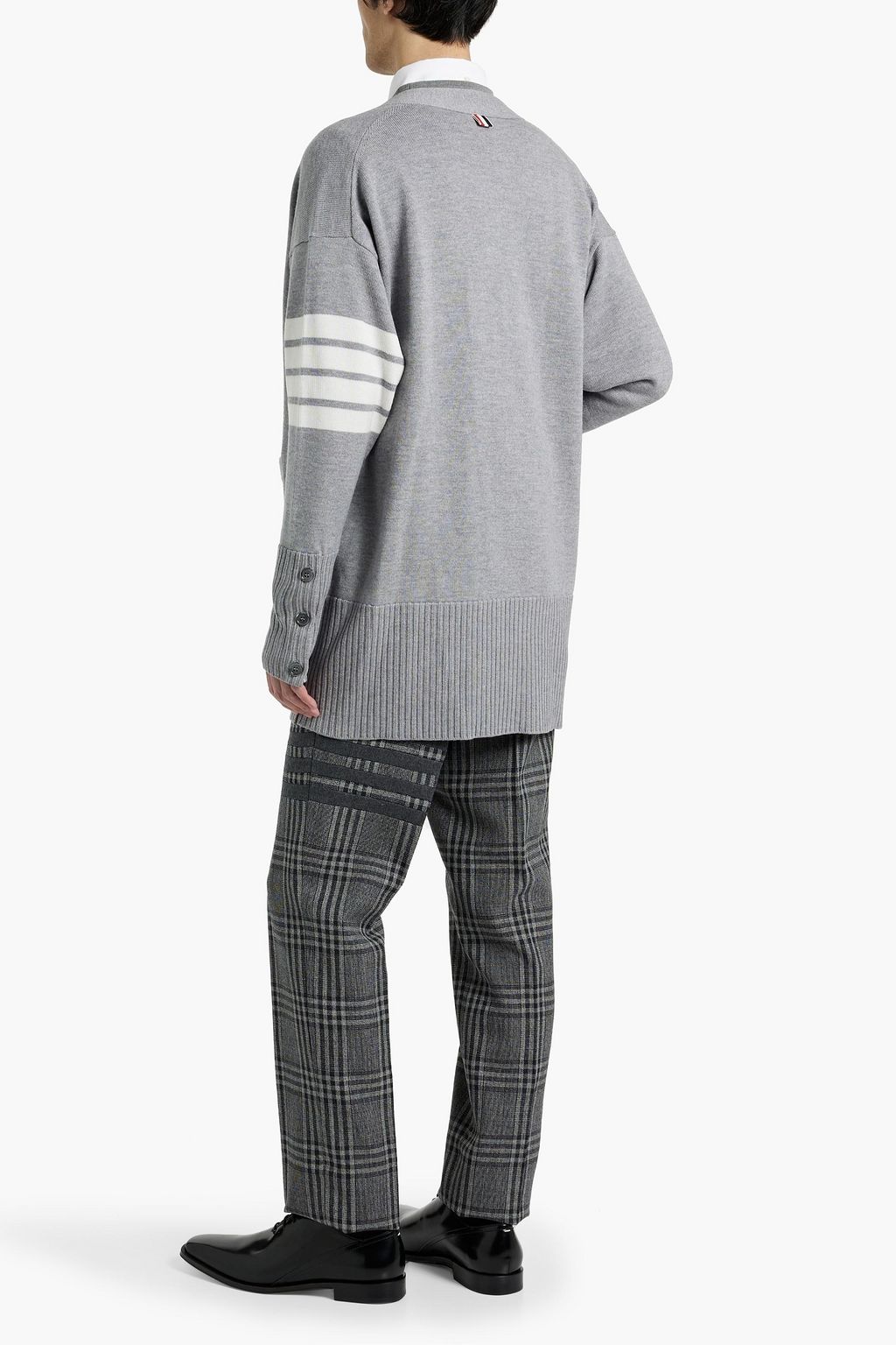 THOM BROWNE Striped merino wool cardigan