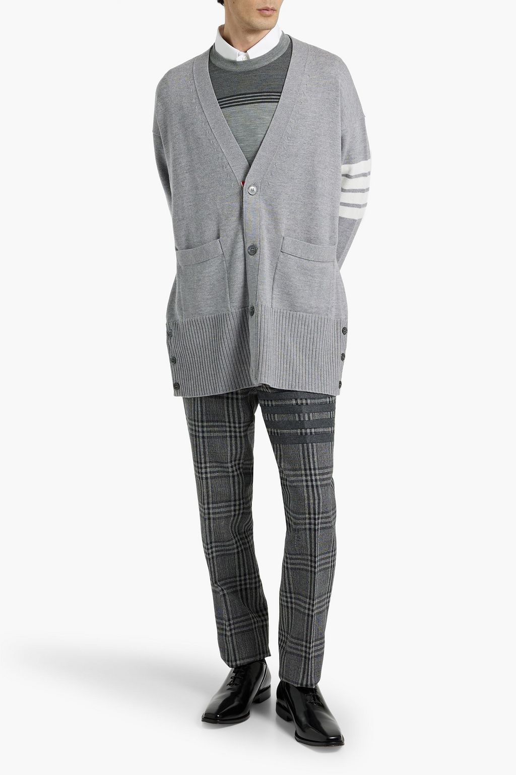 THOM BROWNE Striped merino wool cardigan