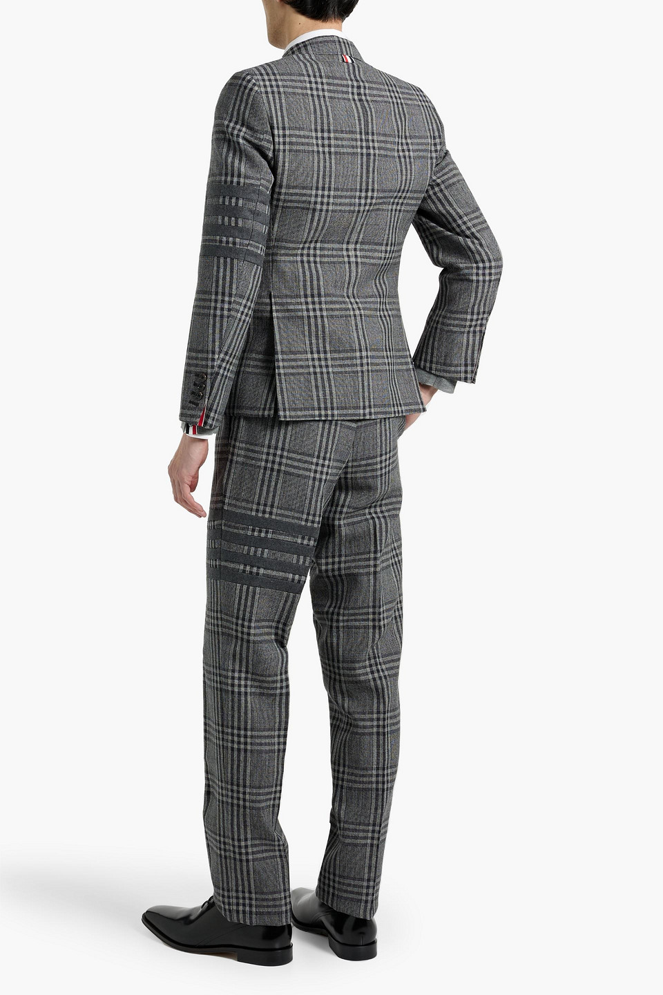 Thom Browne Prince Of Wales Checked Wool-tweed Blazer In Gray