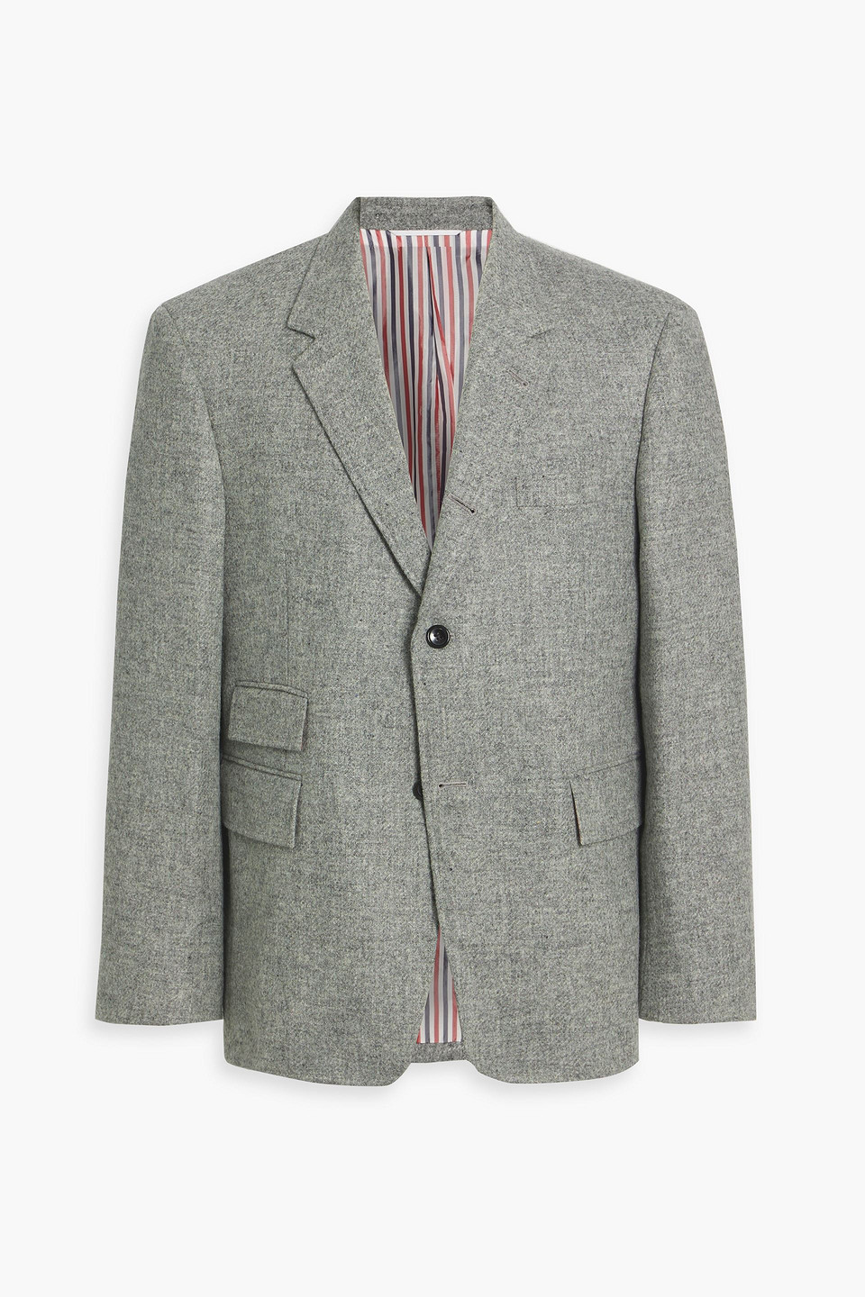Thom Browne Brushed Wool-tweed Blazer In Gray
