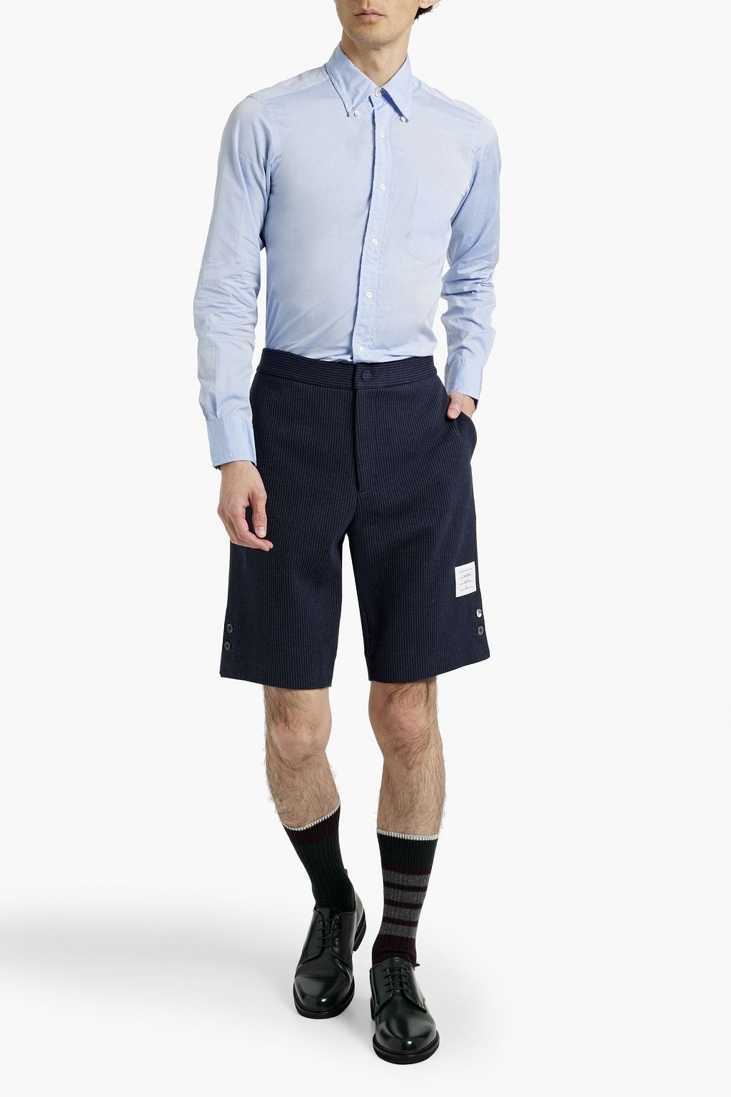 THOM BROWNE Ribbed cotton shorts