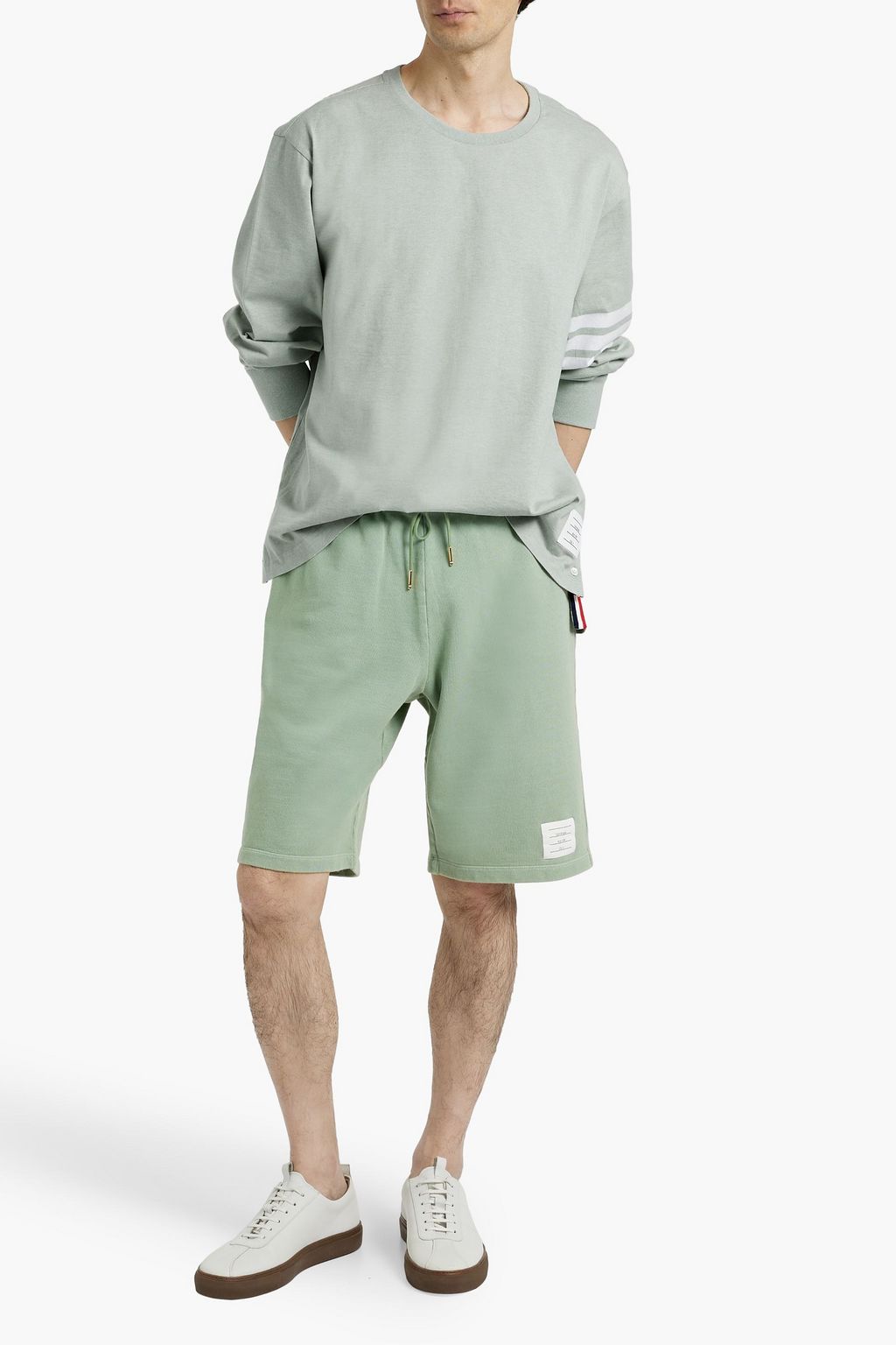 THOM BROWNE Striped cotton-jersey T-shirt