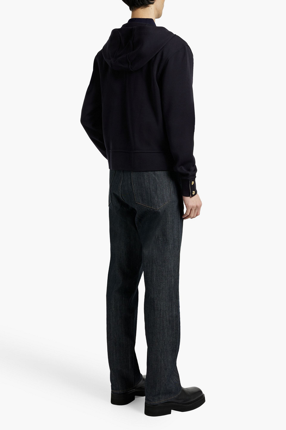 Thom Browne Cotton Zip Up Cardigan Jacket In Blue