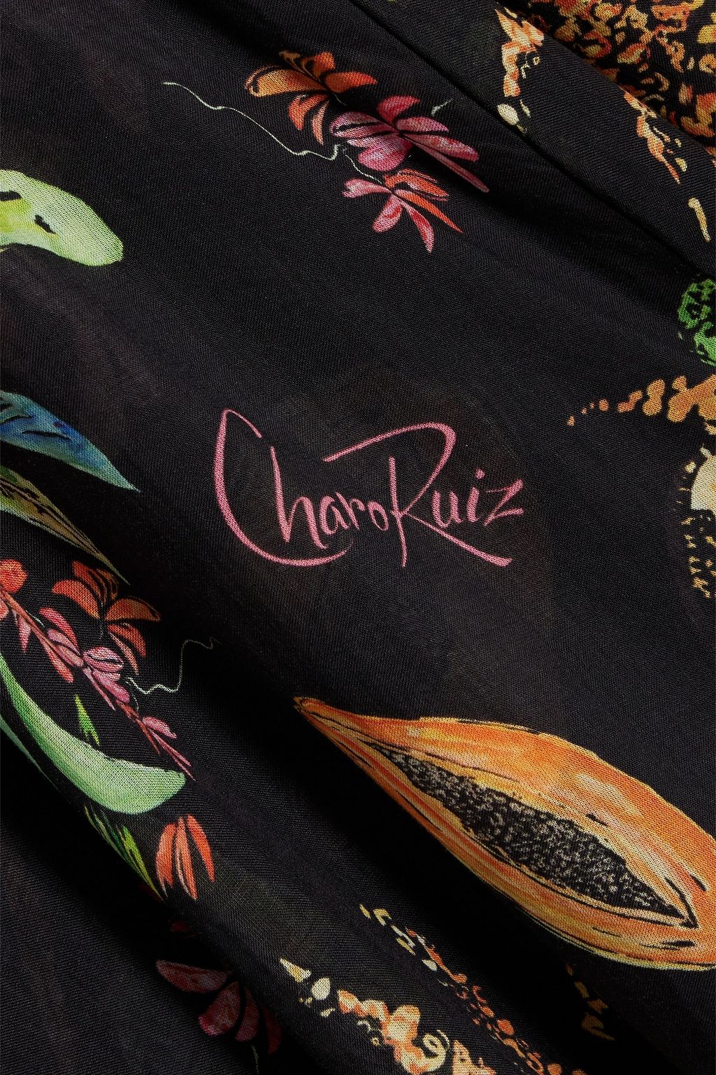 CHARO RUIZ IBIZA Shirred printed cotton-blend voile midi dress