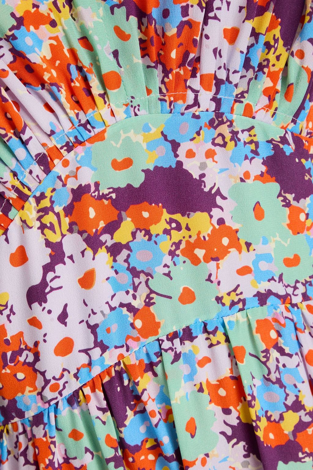 STINE GOYA シルククレープデシン ミディワンピース プリーツ入り フローラルプリント