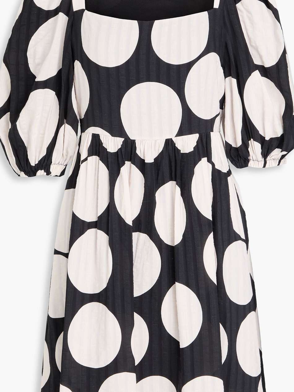 ana polka-dot linen-blend seersucker mini dress