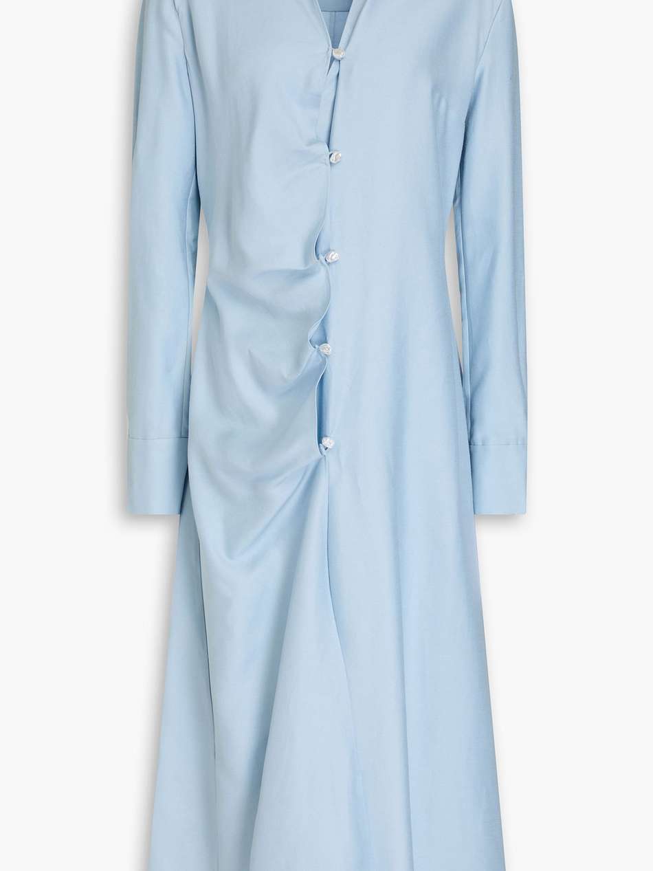 spencer asymmetric slub woven midi shirt dress