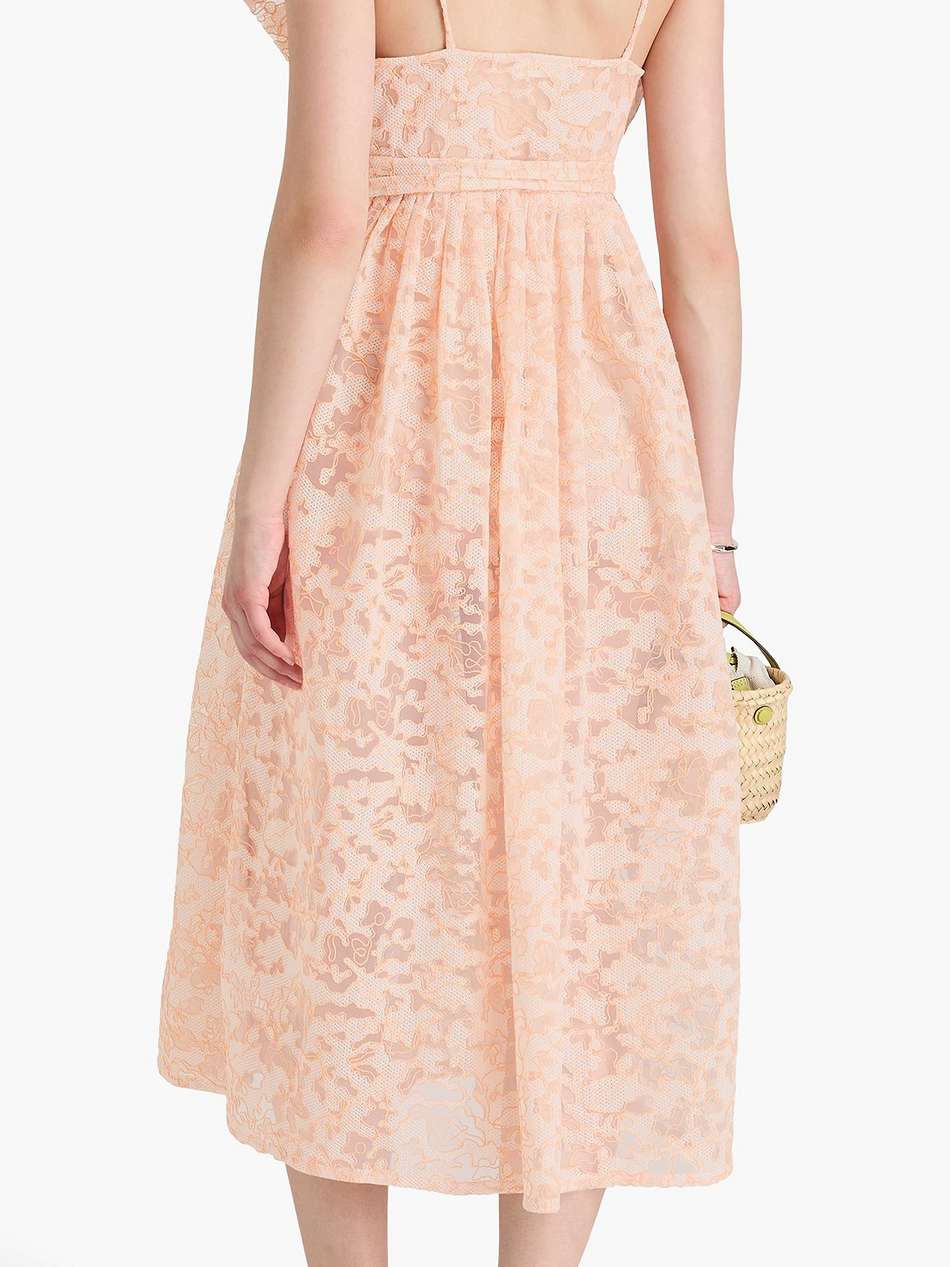lilian embroidered organza midi wrap dress