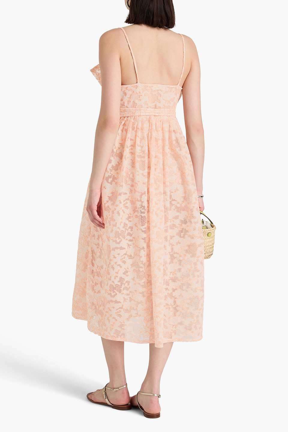 Shop Stine Goya Lilian Embroidered Organza Midi Wrap Dress In Rougefarben